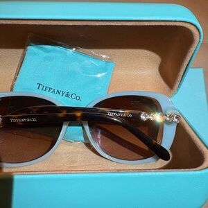 Tiffany & Co. Light Blue Frame Sunglasses with Brown Lenses and Diamond Detail